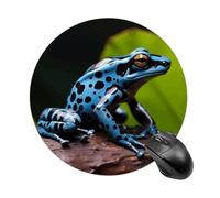 RLDOBOFE Dart Frog Blue Mouse Pad, Rubber Base & Smooth Cloth Surface, Portable Round Mouse Pad, Rubber Mousepad for Office Home Gaming Laptop Men Women 7.8In