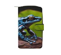 RLDOBOFE Dart Frog Blue PU Leather Long Wallet Travel Wallets