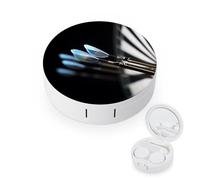 RLDOBOFE Darts Arrows Round Contact Lens Case, Portable Contact Lens Box with Mirror, Compact Holder Container for Daily Makeup Office Travel Outdoor