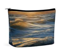 RLDOBOFE Dawn Ocean Waves Makeup Bag Cosmetic Bags Toiletry Bag