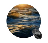 RLDOBOFE Dawn Ocean Waves Mouse Pad, Rubber Base & Smooth Cloth Surface, Portable Round Mouse Pad, Rubber Mousepad for Office Home Gaming Laptop Men Women 7.8In