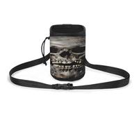 RLDOBOFE Death Skull Dog Treat Pouch, Multiple Ways to Wear Dog Treat Bag, Portable Pet Training Pouch for Walking Training