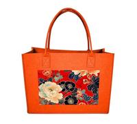 RLDOBOFE Deep Red Flower Pictures Felt Tote Bag Reusable Kitchen Grocery Bag Versatile Large Capacity Commuter Handbags, Fruit Orange, One Size
