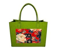 RLDOBOFE Deep Red Flower Pictures Felt Tote Bag Reusable Kitchen Grocery Bag Versatile Large Capacity Commuter Handbags, Light Green, One Size