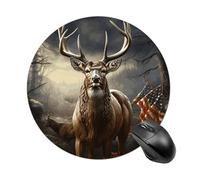 RLDOBOFE Deer Hunting Season Mouse Pad, Rubber Base & Smooth Cloth Surface, Portable Round Mouse Pad, Rubber Mousepad for Office Home Gaming Laptop Men Women 7.8In