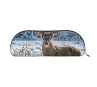 RLDOBOFE Deer On Frozen Wilderness Pencil Pouch Leather,Small Pen Bags With Zipper For Pencils,Pens,Markers,Makeups,Change,Coins
