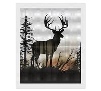 RLDOBOFE Deer Silhouette Diamond Painting Kit for Adults Round 5d Diamond Art Kits for Beginners DIY Full Drill Diamonds Dots Painting Gem Arts Crafts Home Wall Decor Gift 16"x20"