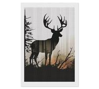 RLDOBOFE Deer Silhouette Diamond Painting Kit for Adults Square 5D Diamond Art Kits for Beginners DIY Full Drill Diamonds Dots Painting Gem Arts Crafts Home Wall Decor Gift 8"x12"