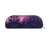RLDOBOFE Deer Silhouette Pencil Pouch Leather,Small Pen Bags With Zipper For Pencils,Pens,Markers,Makeups,Change,Coins