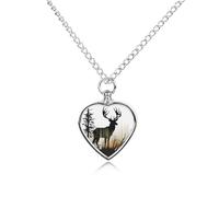 RLDOBOFE Deer Silhouette Urn Necklace Heart Cremation Jewelry for Ashes Memorial Keepsake Jewelry with Funnel Filler Urn Locket for Women Men to Hold Ashes of Pet Loved Ones