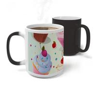 RLDOBOFE Delicious Cupcakes Ceramic Color Changing Mug Heat Transforming Activated Mug 11 Oz Heat Changing Sensitive Tea Cup Magic Novelty Coffee Cup Drinkware Home Kitchen Gift