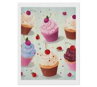 RLDOBOFE Delicious Cupcakes Diamond Painting Kit for Adults Square 5D Diamond Art Kits for Beginners DIY Full Drill Diamonds Dots Painting Gem Arts Crafts Home Wall Decor Gift 12"x16"