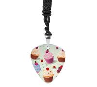 RLDOBOFE Delicious Cupcakes Guitar Pick Necklace Stainless Steel Guitar Pendant Necklace Hip Hop Punk Music Jewelry Customizable Gifts Accessory for Women Men Music Lovers