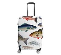RLDOBOFE Different Fish Baggage Cover for Travel, Washable Suitcase Covers for Home, Dustproof Luggage Protector Skins with Zippers, Protector Anti Scratch, Luggage Covers, white, L, Luggage Case