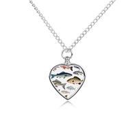 RLDOBOFE Different Fish Cremation Jewelry for Ashes Heart Urn Necklaces Personalized Memorial Necklace Dog Cat Keepsake Pendant Custom Small Locket Ash Holder for Women Men
