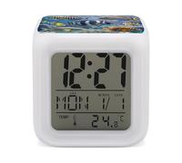 RLDOBOFE Different Fish Digital Alarm Clock with 7 Color Changing Wake Up Night Light with LED Temperature Date Display Battery Operated Gifts Room Decor for Home Bedroom