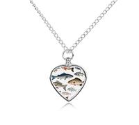 RLDOBOFE Different Fish Pet Cremation Necklaces for Ashes Personalized Pet Ashes Jewelry Heart Shaped Urn Pendant Custom Memorial Funeral Keepsake for Loss Dogs Cats