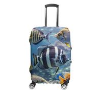 RLDOBOFE Different Fish Travel Luggage Cover Anti Scratch Suitcase Protector Washable Elastic Baggage Cover, white, L, Stylish