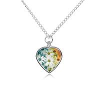 RLDOBOFE Different Flowers Cremation Jewelry for Ashes Heart Urn Necklaces Personalized Memorial Necklace Dog Cat Keepsake Pendant Custom Small Locket Ash Holder for Women Men
