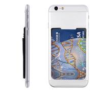 RLDOBOFE DNA Genetic Helix Phone Wallet, Stick On Card Holder for Back of Phone Case - Leather Cell Phone Card Wallet Sleeve Adhesive Phone Pocket - Compatible with Most Cell Phones