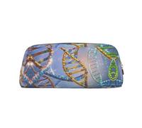 RLDOBOFE DNA Genetic Helix print Pencil Bag waterproof Zipper Pencil Case Leather Pen Box Cosmetic Bag For Office Pencil