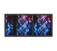 RLDOBOFE DNA Genetic Helix Trifold Wallet Minimalist Mens Wallet with Key Hook 8 Card Slots Modern Stylish Polyester Security Wallets Fashion Slim Credit Card Holder Id Window