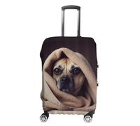 RLDOBOFE Dog in A Blanket Travel Luggage Cover Anti Scratch Suitcase Protector Washable Elastic Baggage Cover, white, M, Stylish