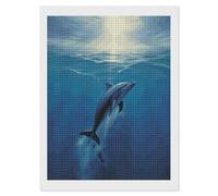 RLDOBOFE Dolphin in The Ocean Diamond Painting Kit for Adults Square 5D Diamond Art Kits for Beginners DIY Full Drill Diamonds Dots Painting Gem Arts Crafts Home Wall Decor Gift 12"x16"