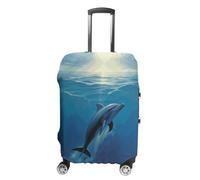 RLDOBOFE Dolphin in The Ocean Travel Luggage Cover Anti Scratch Suitcase Protector Washable Elastic Baggage Cover, white, L, Stylish