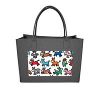 RLDOBOFE Donkeys Graffiti Felt Tote Bag Reusable Foldable Grocery Bag Versatile Large Capacity Commuter Handbag, Dark Gray, One Size