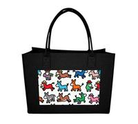 RLDOBOFE Donkeys Graffiti Felt Tote Bag Reusable Foldable Grocery Bag Versatile Large Capacity Commuter Handbag, Black, One Size