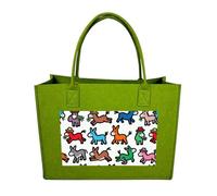 RLDOBOFE Donkeys Graffiti Felt Tote Bag Reusable Foldable Grocery Bag Versatile Large Capacity Commuter Handbag, Light Green, One Size