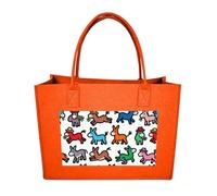 RLDOBOFE Donkeys Graffiti Felt Tote Bag Reusable Foldable Grocery Bag Versatile Large Capacity Commuter Handbag, Fruit Orange, One Size