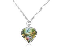 RLDOBOFE Dragonfly Garden Spring Cremation Jewelry for Ashes Heart Urn Necklaces Personalized Memorial Necklace Dog Cat Keepsake Pendant Custom Small Locket Ash Holder for Women Men