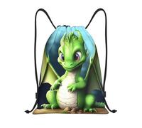 RLDOBOFE Drawstring Backpack Gym Bag Cinch Bag Foldable Draw String Back Bag Sport Bag Dragon Cute Drawstring Bags for Travel, Black, S
