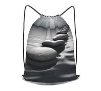 RLDOBOFE Drawstring Backpack Woemn Men Sports Gym Sack Lightweight Drawstring Bags Grey Zen Stones Picture Cinch Bag Sackpack For Work Swim Travel