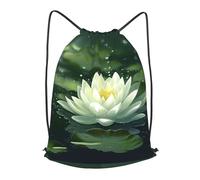 RLDOBOFE Drawstring Backpack Woemn Men Sports Gym Sack Lightweight Drawstring Bags Lotus On Water Cinch Bag Sackpack For Work Swim Travel