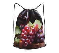 RLDOBOFE Drawstring Backpack Woemn Men Sports Gym Sack Lightweight Drawstring Bags Red Wine Grape Cinch Bag Sackpack For Work Swim Travel