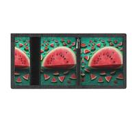 RLDOBOFE Dream Watermelon Trifold Wallet Minimalist Mens Wallet with Key Hook 8 Card Slots Modern Stylish Polyester Security Wallets Fashion Slim Credit Card Holder Id Window