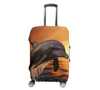 RLDOBOFE Dusk Dolphin Travel Luggage Cover Anti Scratch Suitcase Protector Washable Elastic Baggage Cover, white, Small, Stylish