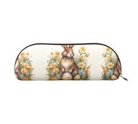 RLDOBOFE Easter Eggs And Rabbits Pencil Pouch Leather,Small Pen Bags With Zipper For Pencils,Pens,Markers,Makeups,Change,Coins