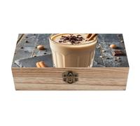 RLDOBOFE Eggnog Wooden Keepsake Box with Lids Wood Storage Box with A Hinged Lid Decorative Boxes Table Large Rectangular Organizer Container for Jewelry Photos Craft