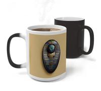 RLDOBOFE Egyptian Scarabs Ceramic Color Changing Mug Heat Transforming Activated Mug 11 Oz Heat Changing Sensitive Tea Cup Magic Novelty Coffee Cup Drinkware Home Kitchen Gift