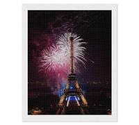 RLDOBOFE Eiffel Tower Fireworks Diamond Painting Kit for Adults Round 5d Diamond Art Kits for Beginners DIY Full Drill Diamonds Dots Painting Gem Arts Crafts Home Wall Decor Gift 16"x20"