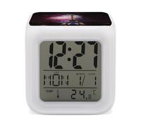 RLDOBOFE Eiffel Tower Fireworks Digital Alarm Clock with 7 Color Changing Wake Up Night Light with LED Temperature Date Display Battery Operated Gifts Room Decor for Home Bedroom