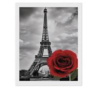 RLDOBOFE Eiffel Tower Red Rose Diamond Painting Kit for Adults Round 5d Diamond Art Kits for Beginners DIY Full Drill Diamonds Dots Painting Gem Arts Crafts Home Wall Decor Gift 16"x20"