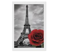 RLDOBOFE Eiffel Tower Red Rose Diamond Painting Kit for Adults Round 5d Diamond Art Kits for Beginners DIY Full Drill Diamonds Dots Painting Gem Arts Crafts Home Wall Decor Gift 8"x12"