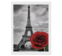 RLDOBOFE Eiffel Tower Red Rose Diamond Painting Kit for Adults Round 5d Diamond Art Kits for Beginners DIY Full Drill Diamonds Dots Painting Gem Arts Crafts Home Wall Decor Gift 12"x16"