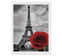 RLDOBOFE Eiffel Tower Red Rose Diamond Painting Kit for Adults Square 5D Diamond Art Kits for Beginners DIY Full Drill Diamonds Dots Painting Gem Arts Crafts Home Wall Decor Gift 12"x16"