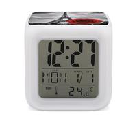 RLDOBOFE Eiffel Tower Red Rose Digital Alarm Clock with 7 Color Changing Wake Up Night Light with LED Temperature Date Display Battery Operated Gifts Room Decor for Home Bedroom